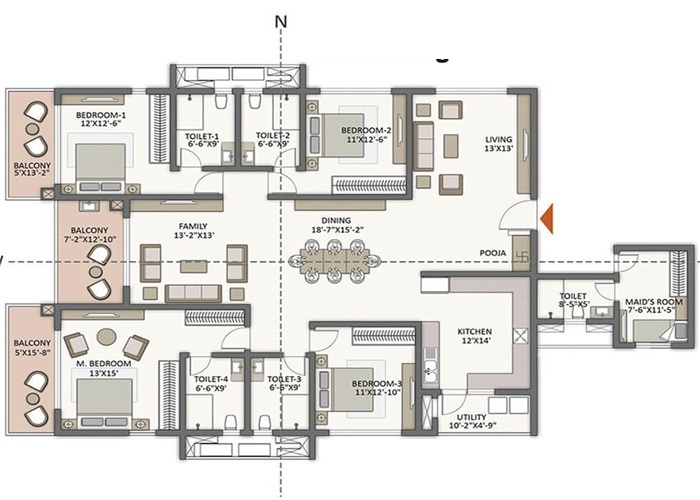 Sattva Hamlet 4 BHK Floor Plan